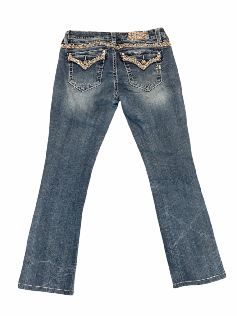 Miss Me Jeans Signature Slim Bootcut Beaded Embellished Denim 30 Y2K
